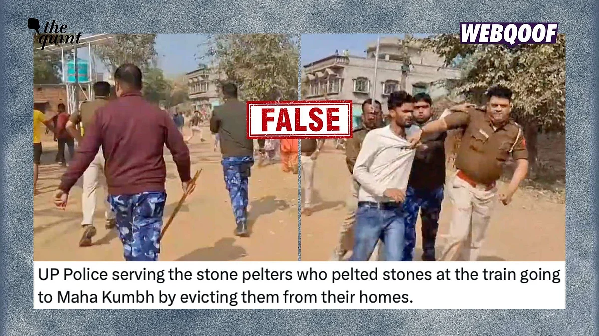<div class="paragraphs"><p>An unrelated video is being shared to falsely claim that it shows Uttar Pradesh police taking action against people who pelted stones at a train carrying people to the 2025 Maha Kumbh Mela.</p></div>