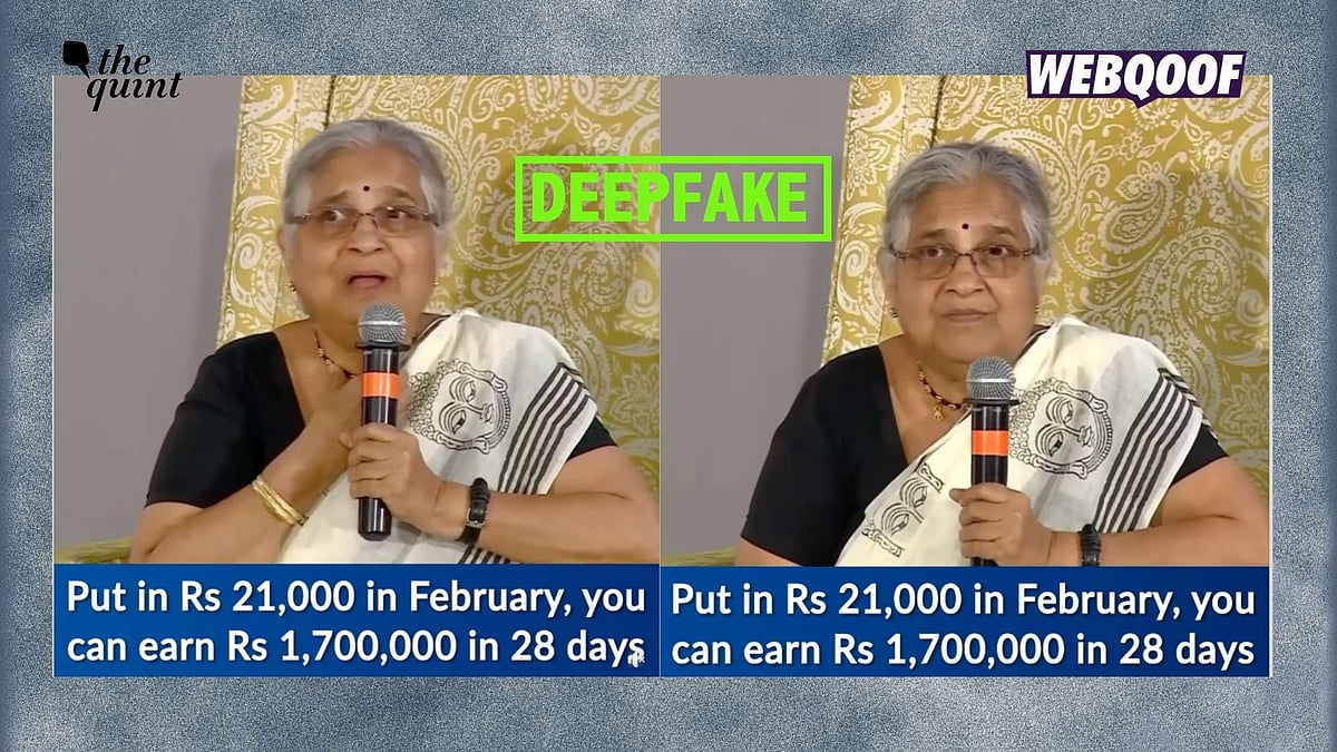 <div class="paragraphs"><p>A deepfake video of Sudha Murty promoting an investment platform is being shared on social media, where users believed it to be a real clip of the philanthropist.</p></div>