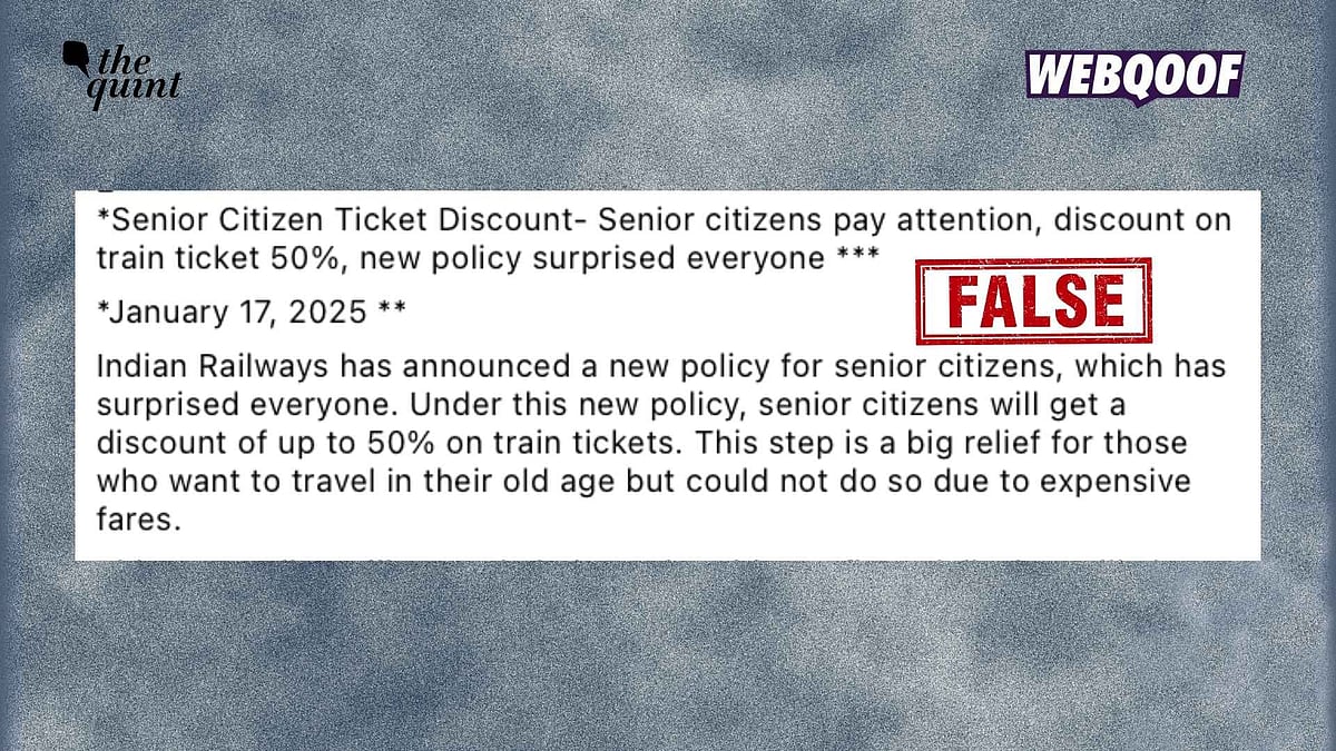 <div class="paragraphs"><p>A viral claim on social media falsely states that the Indian Railways will now provide upto 50 percent discount on train tickets for senior citizens.</p></div>