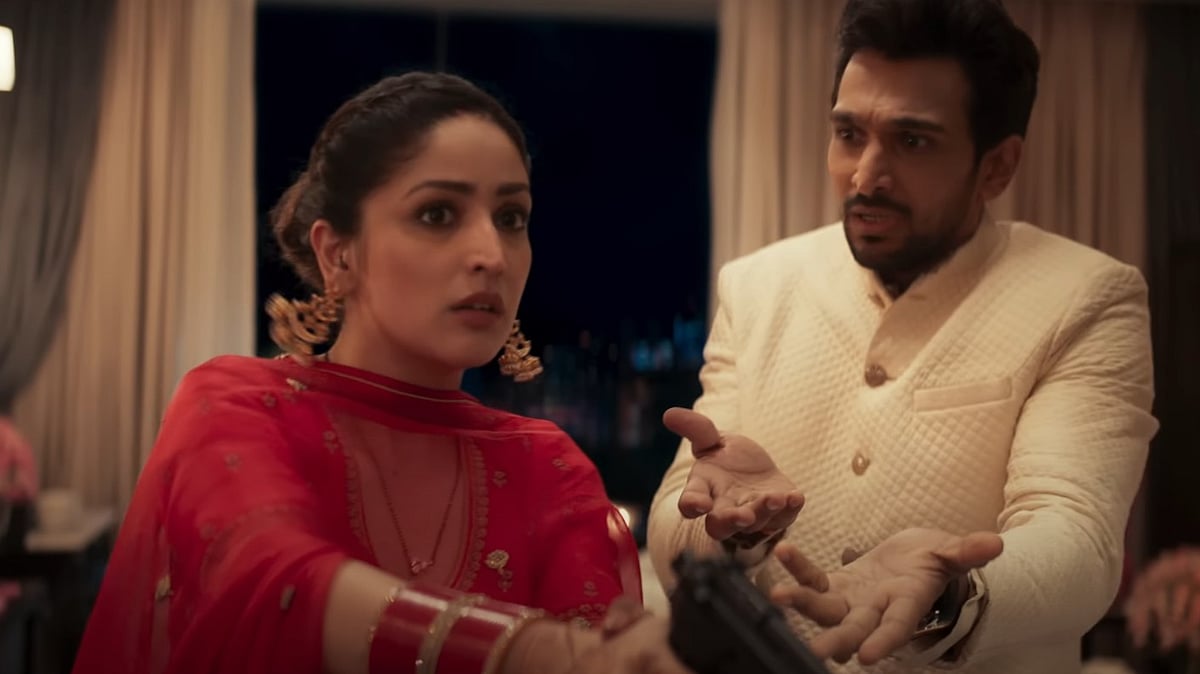 <div class="paragraphs"><p>Yami Gautam Dhar and Pratik Gandhi in a still from<em> Dhoom Dhaam.&nbsp;</em></p></div>