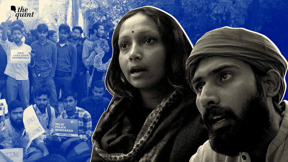 <div class="paragraphs"><p>PhD scholars Saurabh Tripathi (right) and Jyoti were served notices for protesting on campus.</p></div>
