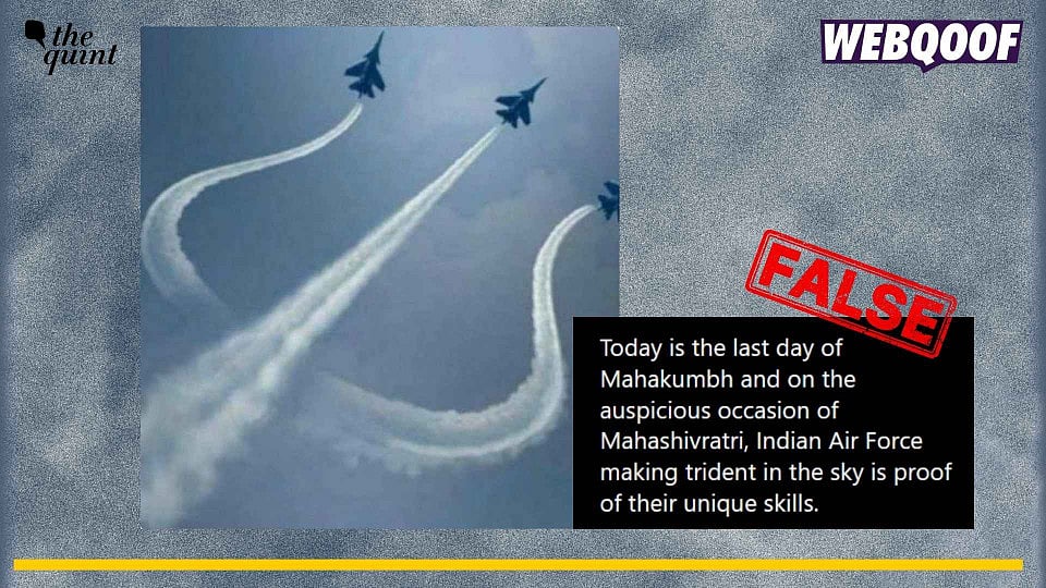<div class="paragraphs"><p>An old and unrelated image is going viral to claim that it shows a 'Trishul' manoeuvre performed by IAF at Maha Kumbh Mela's last day.</p></div>
