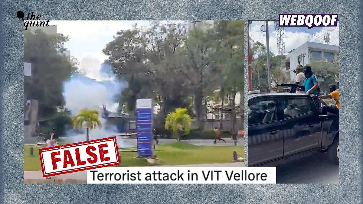 <div class="paragraphs"><p>A video showing armed people getting off a vehicle and running around VIT's campus in Tamil Nadu is being shared with the false claim that it shows a real terror attack.</p></div>