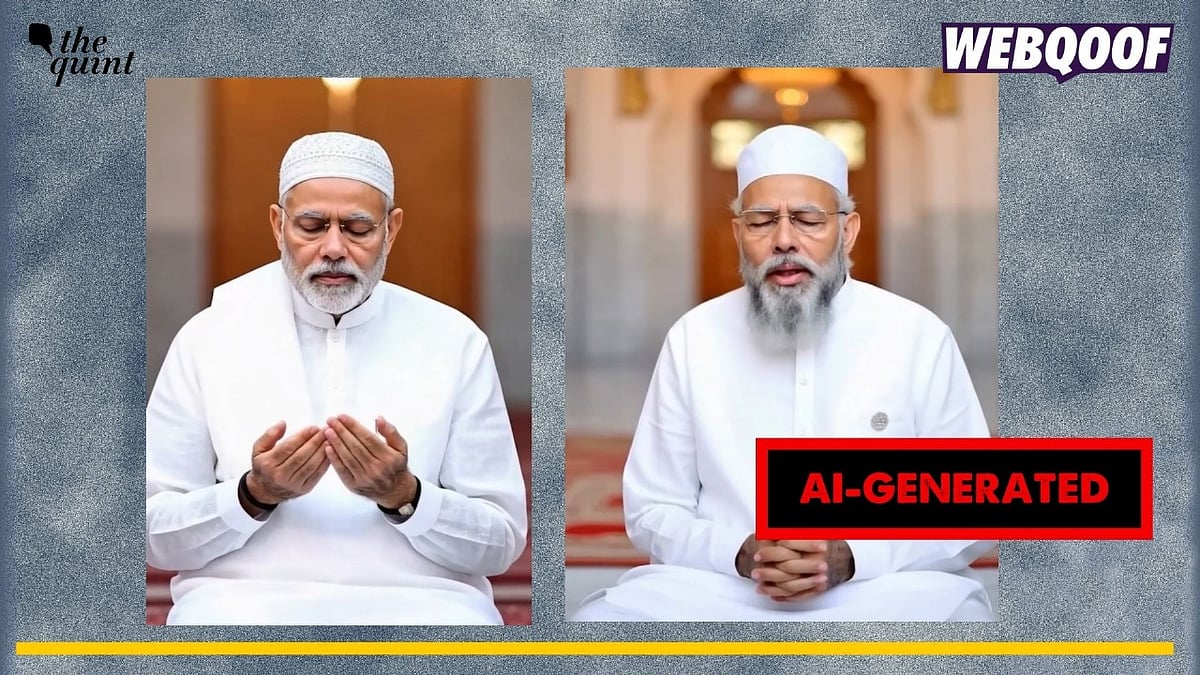 <div class="paragraphs"><p>An AI-generated video of PM Modi wearing a skull cap and praying is being shared as real.</p></div>