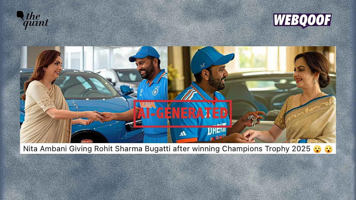 <div class="paragraphs"><p>A set of AI-generated photos have gone viral with the false claim that they show Nita Ambani gifting Rohit Sharma a Bugatti car after team India won the 2025 Champions Trophy.</p></div>