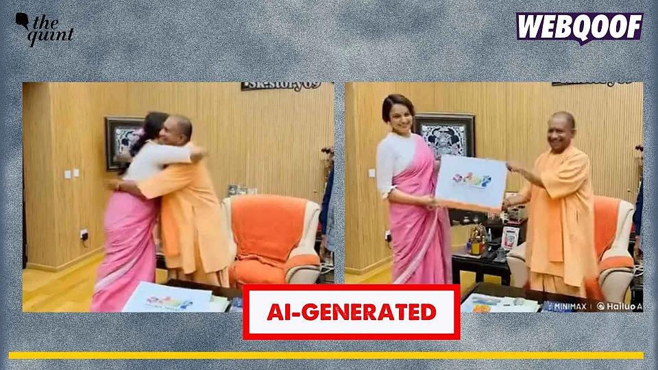 <div class="paragraphs"><p>An AI-edited video showing Kangana Ranaut hugging Yogi Adityanath is going viral online.</p></div>