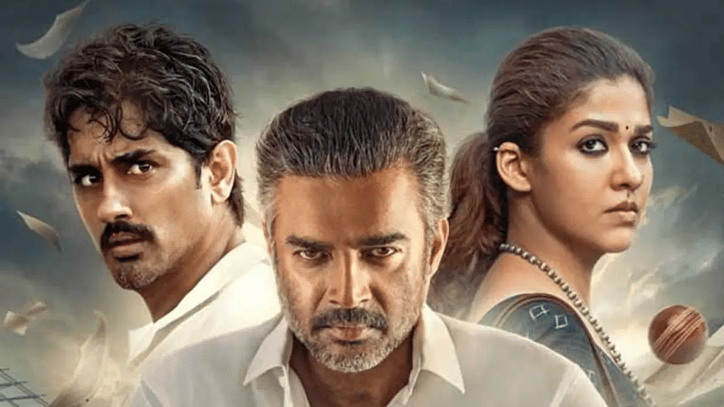 <div class="paragraphs"><p>Siddharth, R Madhavan, and Nayanthara in the poster for 'Test'.&nbsp;</p></div>