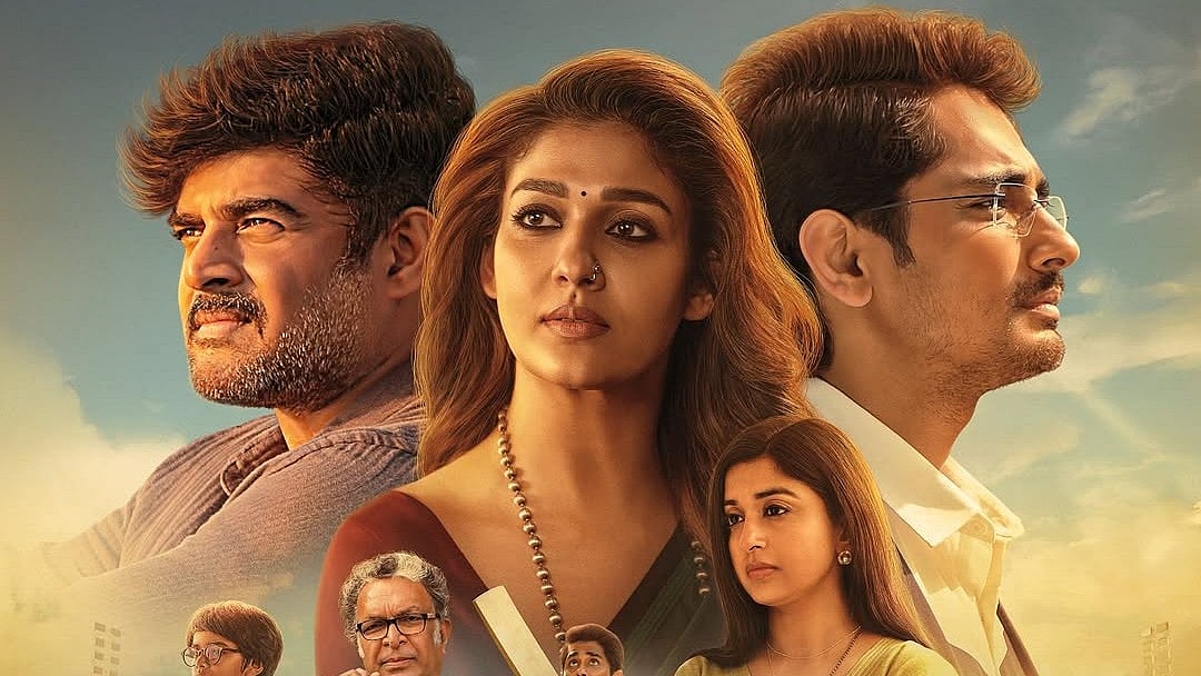 <div class="paragraphs"><p>R Madhavan, Nayanthara, and Siddharth in the poster for 'Test'.</p></div>