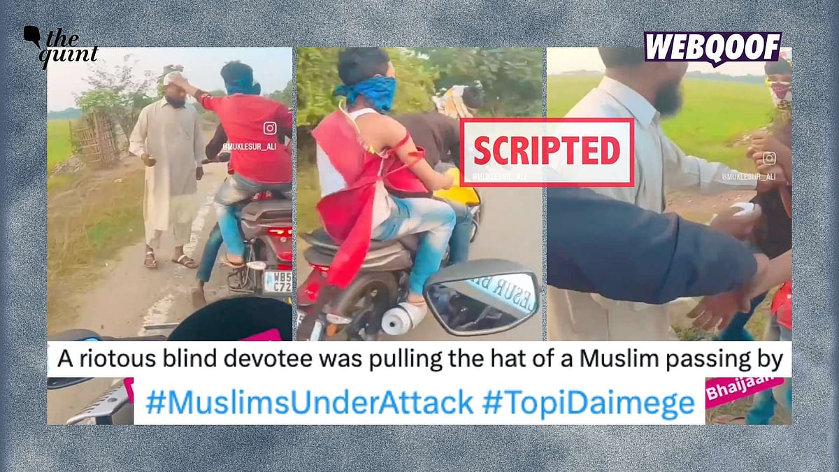<div class="paragraphs"><p>A scripted video is being shared to falsely claim that Hindu bikers harassed and pulled a skullcap off a Muslim man's head.</p></div>