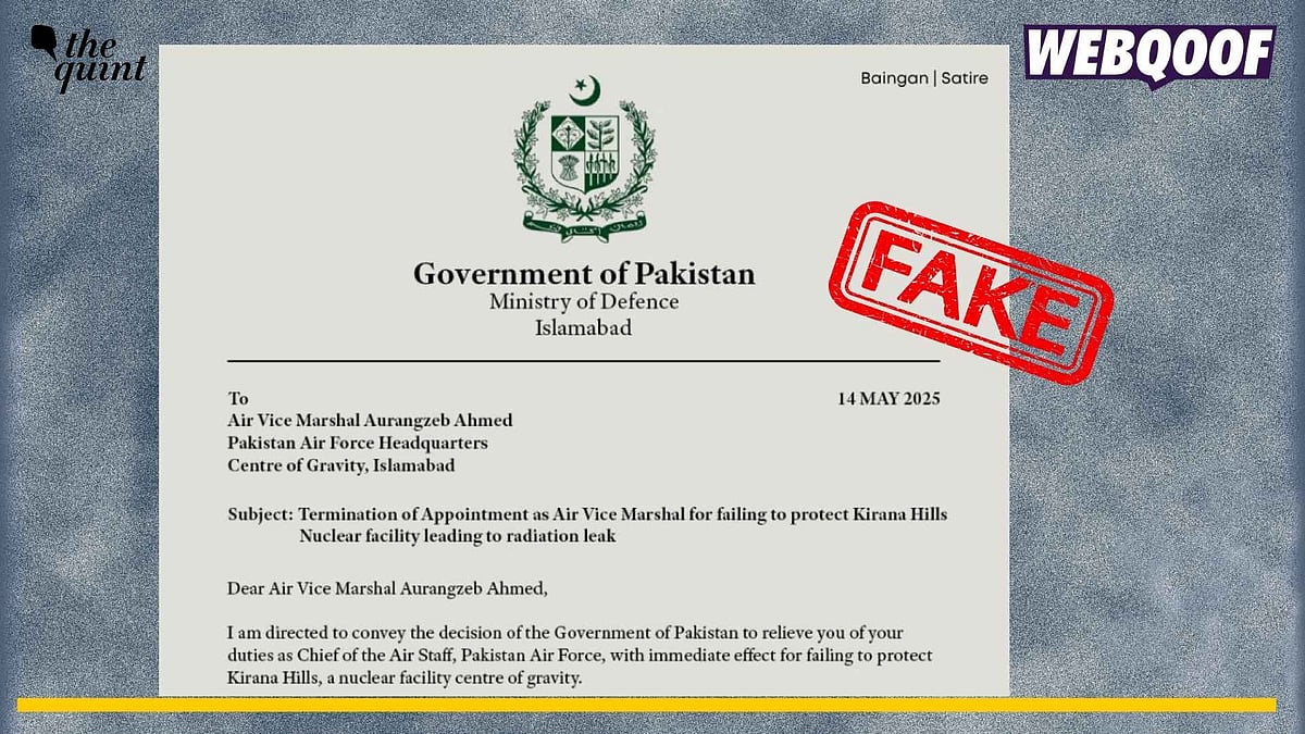 <div class="paragraphs"><p>A fake letter is going viral as an official one to claim that Pakistan government has fired PAF Air Vice Marshal Aurangzeb Ahmed. </p></div>