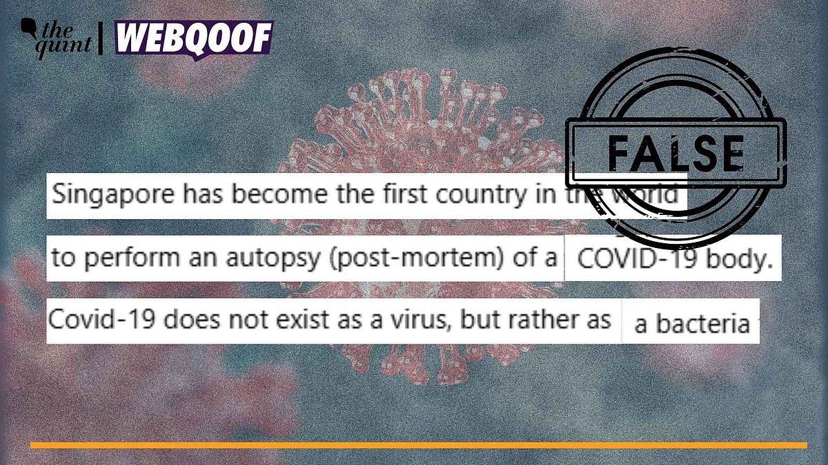 <div class="paragraphs"><p>Fact-Check | The claim of Singapore performing an autopsy of a COVID-19 infected body is false.</p></div>