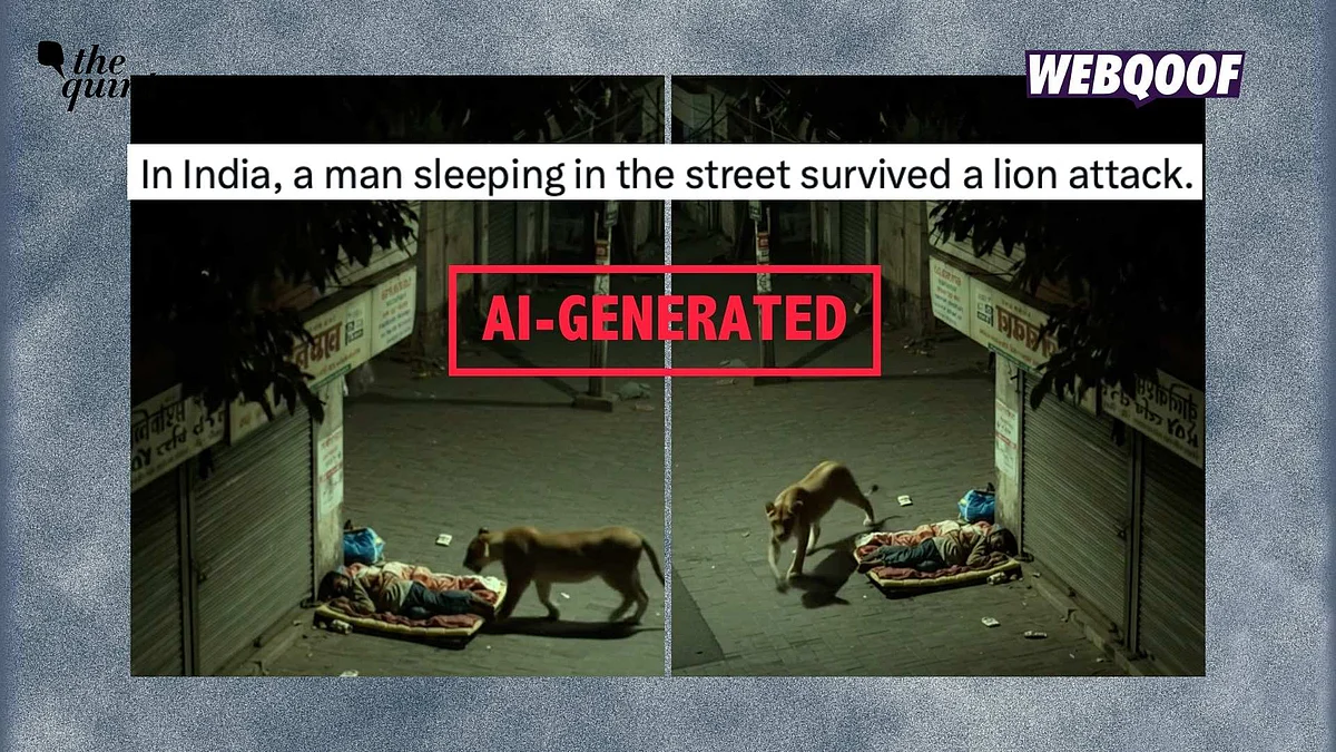 <div class="paragraphs"><p>An AI-generated video of a sleeping man being paid a visit by lions has gone viral with the false claim that it shows footage of a real incident in Gujarat, India.</p></div>