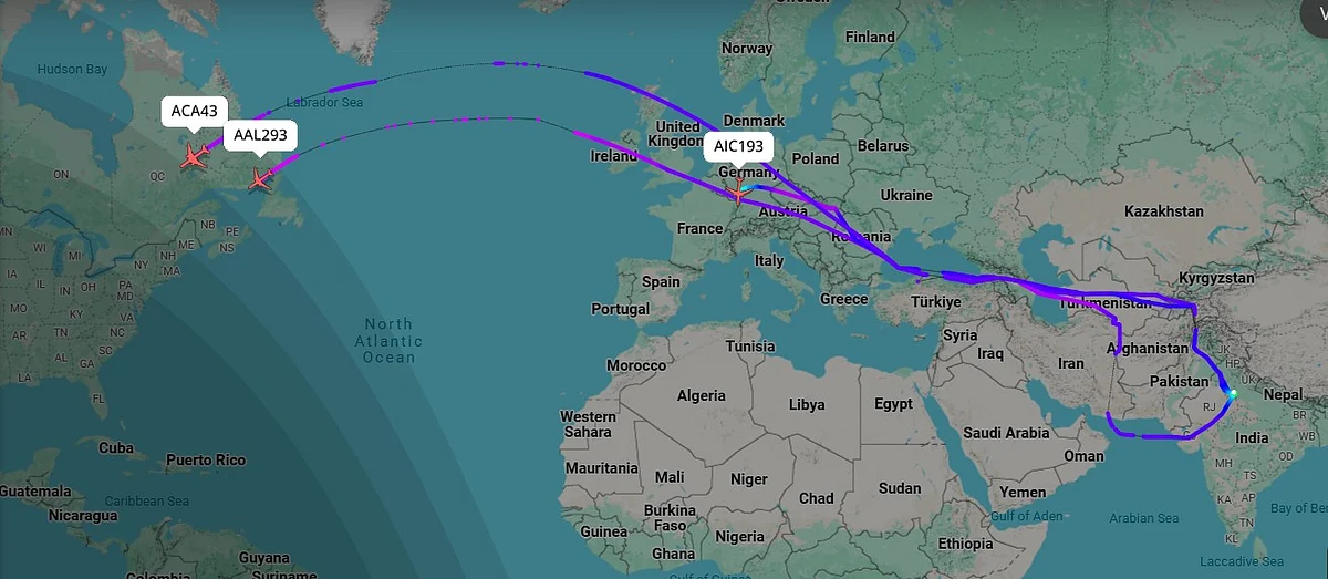 <div class="paragraphs"><p>Flights from India to Europe and the east coast of the US are being re-routed to avoid closed air spaces over Pakistan, and now Iran, Iraq, Jordan and Israel after Israel targeted nuclear facilities Iran in Friday, 13 June.</p></div>