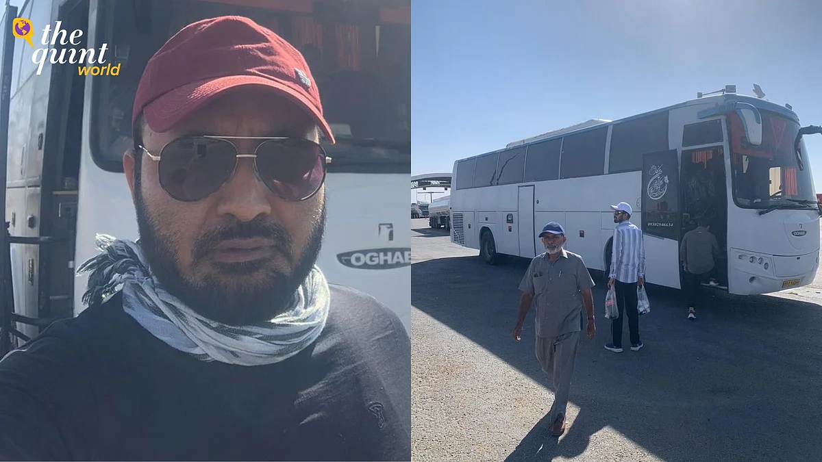 <div class="paragraphs"><p>Prayagraj resident&nbsp;Abbas Muzaffar in front of the special bus arranged by the Indian Embassy in Iran.</p></div>