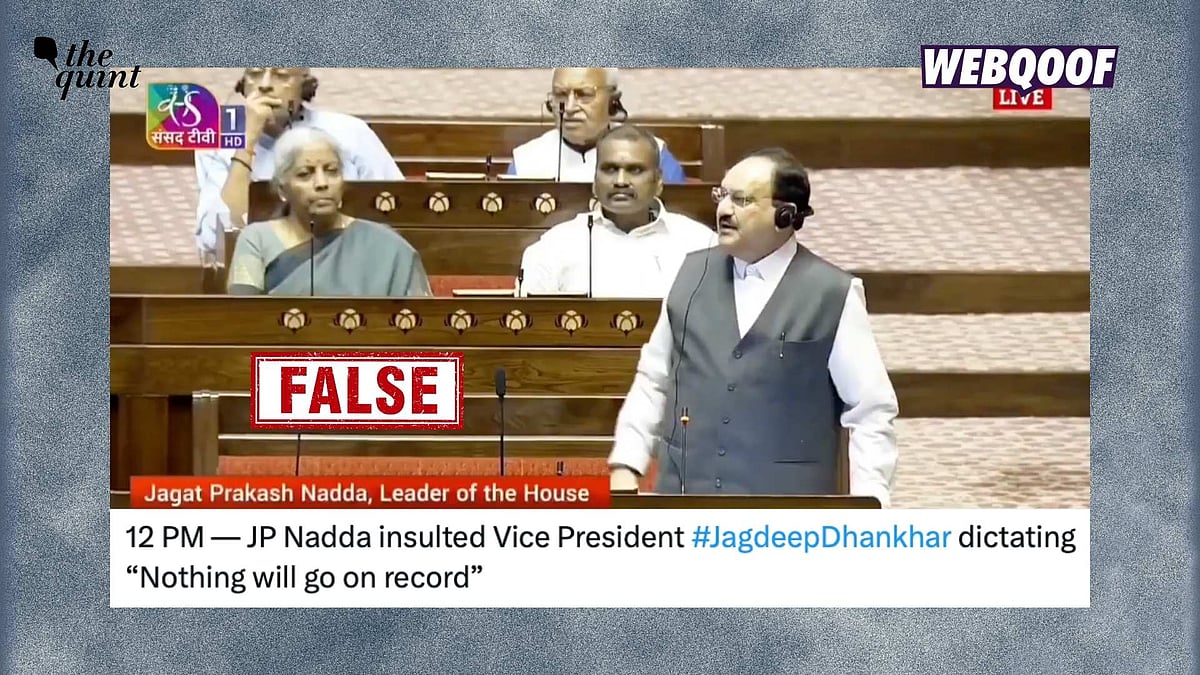 <div class="paragraphs"><p>A clipped video of Union Minister JP Nadda speaking about things going on record in the Parliament has gone viral with the false claim that he  insulted former Vice President Jagdeep Dhankar.</p></div>
