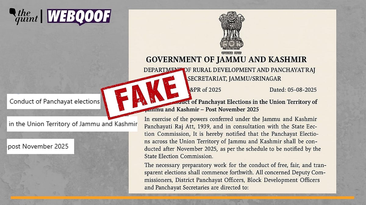 <div class="paragraphs"><p>Fact-Check | The notification is fake and dates of panchayat elections in J&amp;K have not been announced yet.</p></div>