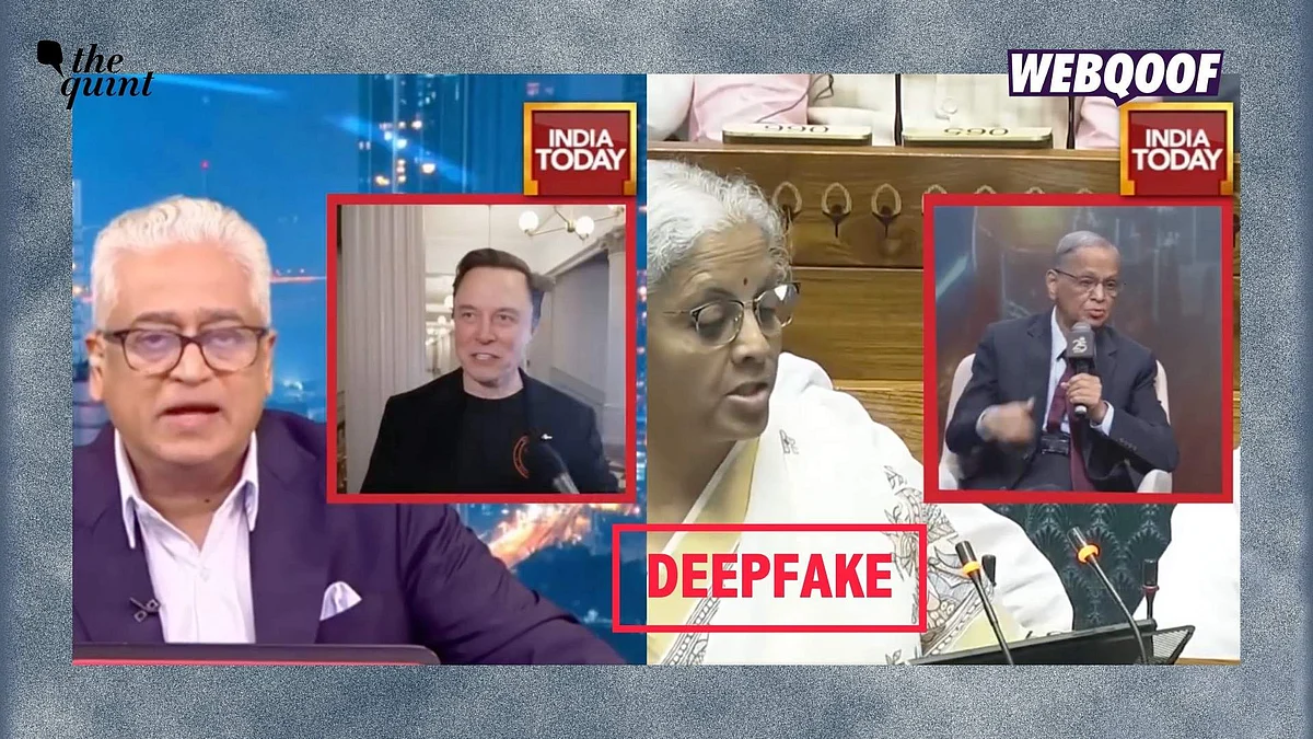 <div class="paragraphs"><p>A deepfake is being shared to falsely claim that Rajdeep Sardesai, Nirmala Sitharaman, Narayana Murty, and Azim Premji promoted Quantum AI, an investment platform by Elon Musk.</p></div>