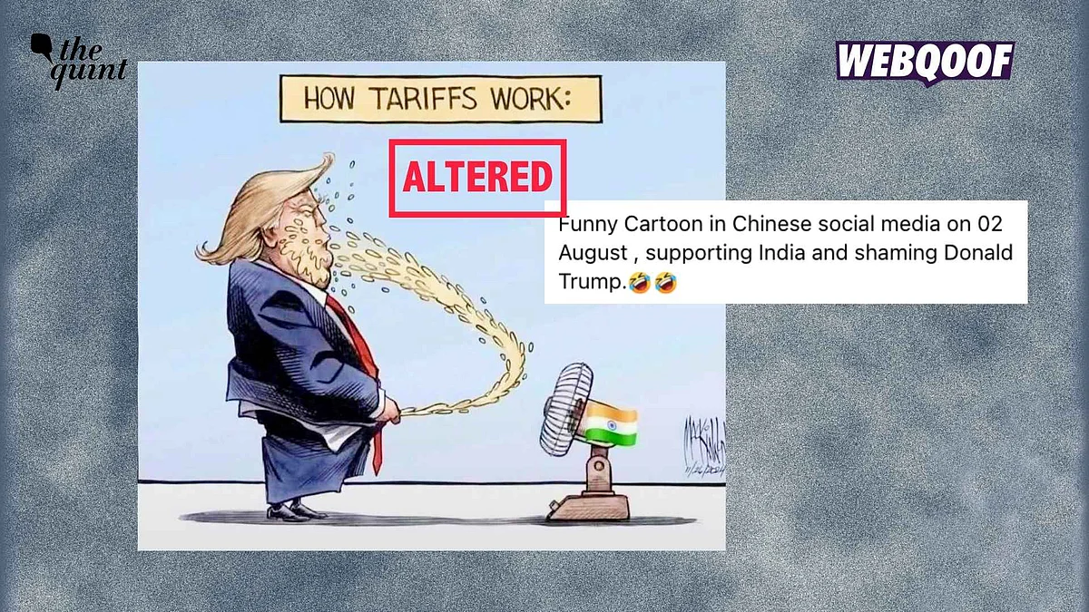 <div class="paragraphs"><p>An edited image is being shared to falsely claim that it shows a recent cartoon circulating on Chinese social media which supports India and shames US President Donald Trump.</p></div>