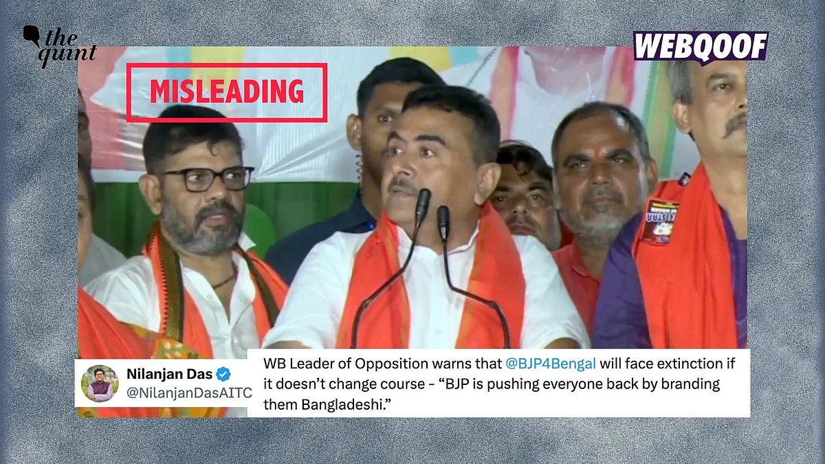 <div class="paragraphs"><p>A clipped video of BJP leader Suvendu Adhikari has gone viral with the misleading claim that he spoke against the party in West Bengal.</p></div>