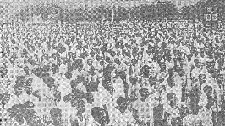 <div class="paragraphs"><p>The crowd at the Muslim League rally at the Maidan, Calcutta in August 1946. (Photo Courtesy: Wikimedia Commons)</p></div>