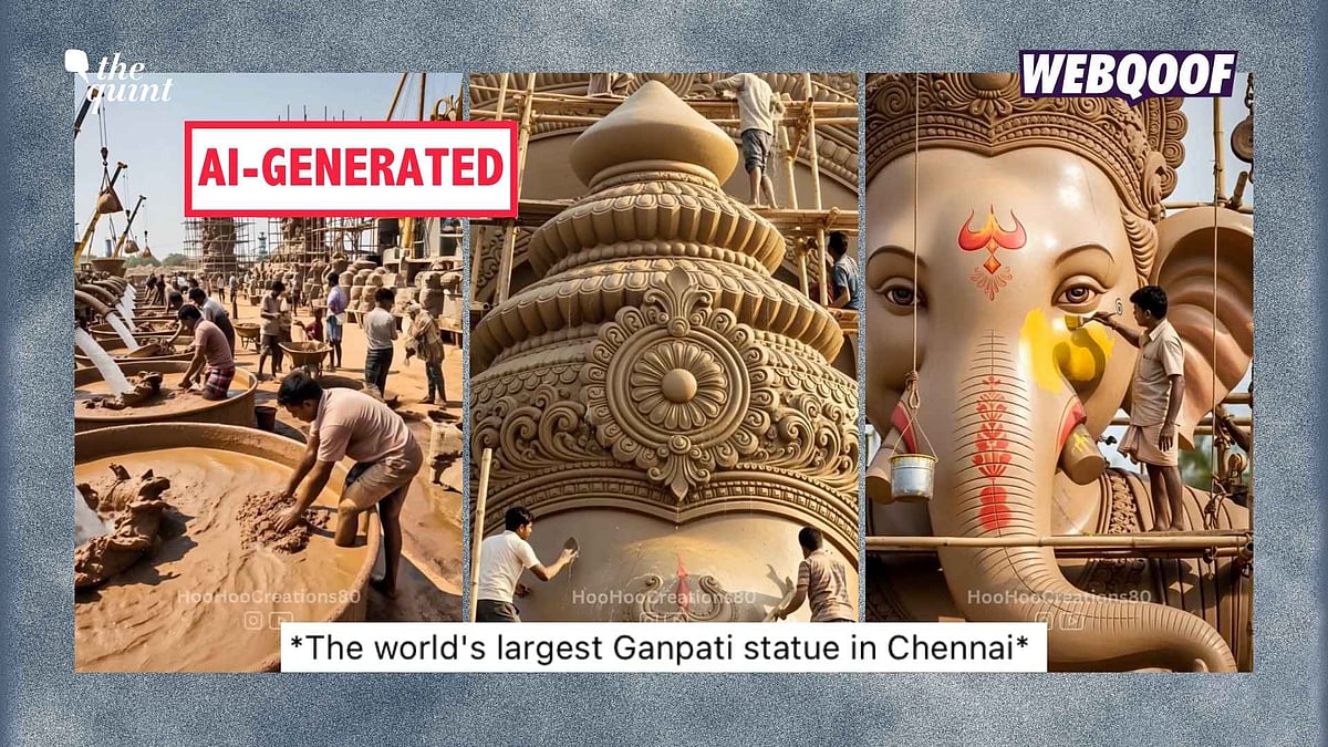 <div class="paragraphs"><p>An AI-generated video is being widely shared with the false claim that it shows a real video of the world's largest idol of Lord Ganesh, located in Chennai.</p></div>
