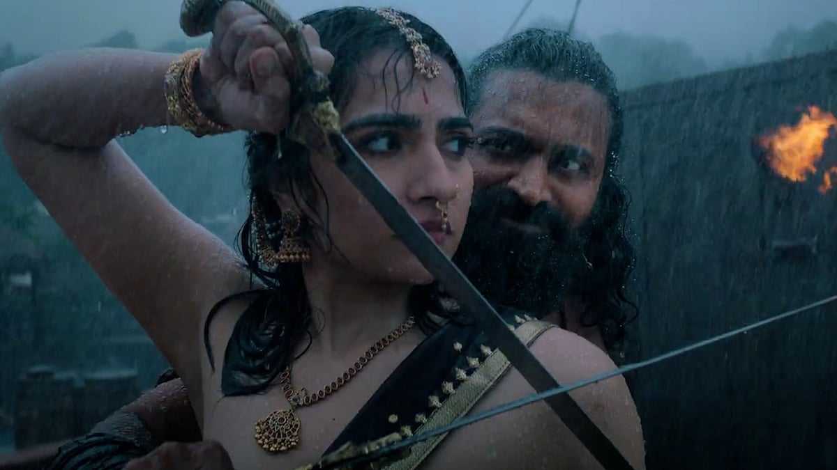 <div class="paragraphs"><p>Rukmini Vasanth and Rishabh Shetty in a still from the trailer of<em> Kantara: Chapter 1</em></p></div>