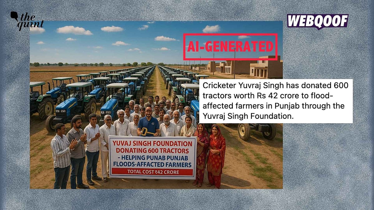 <div class="paragraphs"><p>An AI-generated image has gone viral with the false claim that former cricketer Yuvraj Singh donated 600 tractors to farmers in flood-hit Punjab.</p></div>