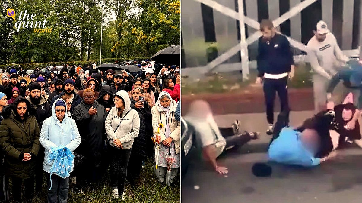 <div class="paragraphs"><p>Left: Members of the Indian community hold a protest in the West Midlands' Oldbury on 14 September over the alleged rape and assault of a Sikh woman. Right: Two Sikh men assaulted by British teenagers on 15 August outside a railway station in Wolverhampton.</p></div>