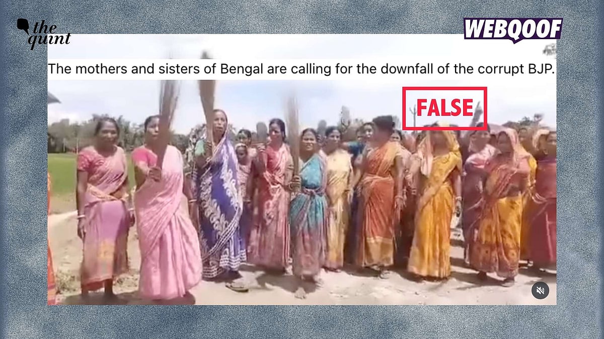 <div class="paragraphs"><p>A video showing women raising slogans while holding brooms is being shared to falsely claim that it shows an anti-BJP protest in West Bengal.</p></div>