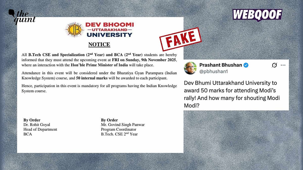 <div class="paragraphs"><p>A fake document is being shared to falsely claim that Uttarakhand's Dev Bhoomi University was going to award 50 marks to students for attending PM Modi's rally.</p></div>