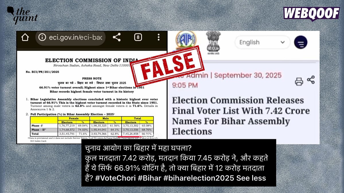 <div class="paragraphs"><p>The post alleges a vote scam in Bihar by claiming that the Election Commission recorded more votes than voters.</p></div>