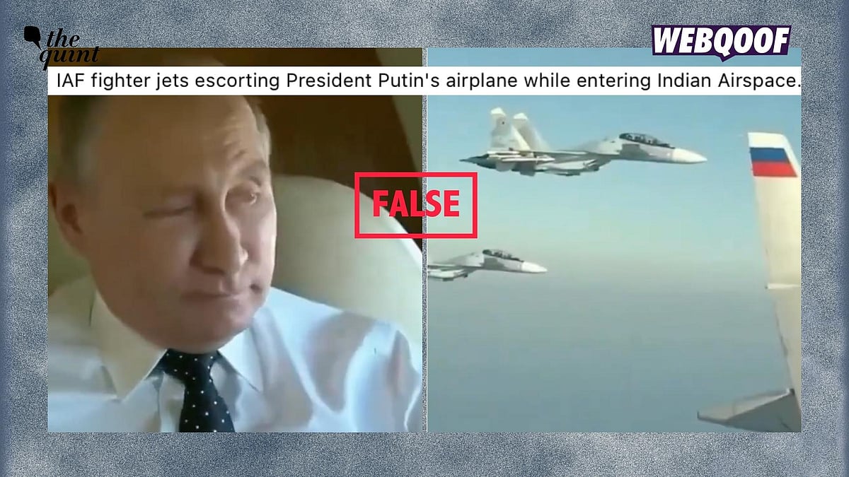 <div class="paragraphs"><p>A 2017 video is being shared to falsely claim that it shows Russian President Vladimir Putin being escorted by IAF jets in Indian airspace.</p></div>