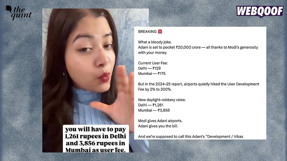 <div class="paragraphs"><p>The viral post claims that Adani Airport Holdings Ltd (AAHL) is set to gain ₹20,000 crore due to changes in airport user charges.</p></div>