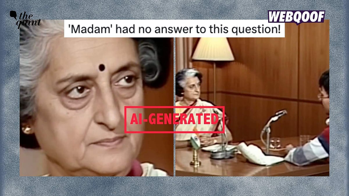 <div class="paragraphs"><p>An AI-generated video of former PM Indira Gandhi is being shared to falsely claim that she was unable to answer a journalist's question about the Emergency.</p></div>