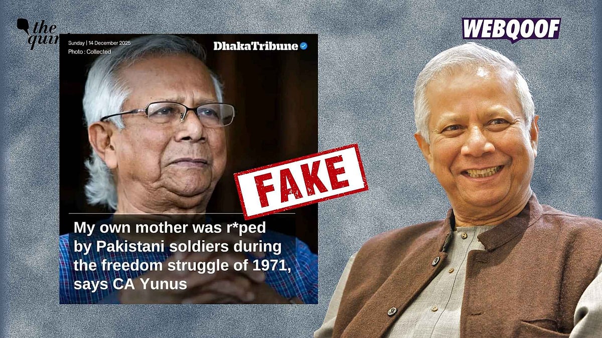 <div class="paragraphs"><p>An altered graphic bearing Dhaka Tribune's logo is being shared to falsely claim that Bangladesh's Chief Advisor said his mother was sexually assaulted by Pakistani soldiers during the 1971 Bangladesh Liberation War.</p></div>