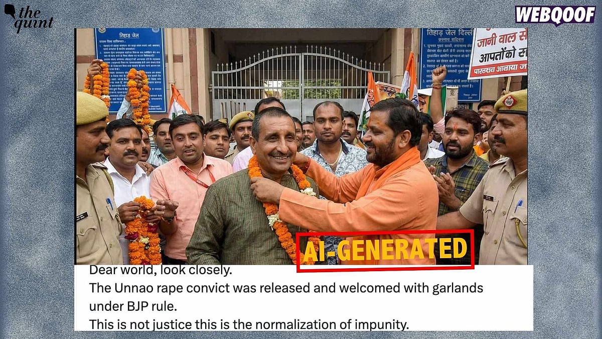 <div class="paragraphs"><p>The viral image claims that Kuldeep Singh Sengar has been released and celebrated with garlands.</p></div>