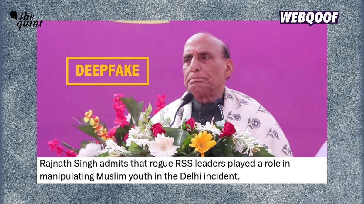 <div class="paragraphs"><p>A deepfake of Defence Minister Rajnath Singh is being shared to falsely claim that he said some bad actors from the RSS had provoked Muslim youth before the Red Fort blast in Delhi.</p></div>