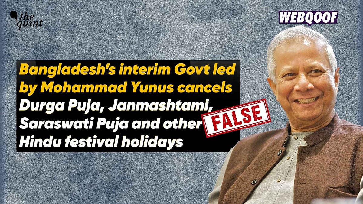 <div class="paragraphs"><p>A viral claim on social media falsely states that the&nbsp;Muhammad Yunus-led interim government in Bangladesh has cancelled holidays for major Hindu festivals, including Durga Puja, Janmashtami, and Saraswati Puja.</p></div>