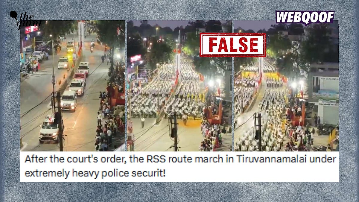 <div class="paragraphs"><p>An old video from Madhya Pradesh is being shared to falsely claim that it shows visuals of a recent RSS march in Tamil Nadu's Tiruvannamalai.&nbsp;</p></div>
