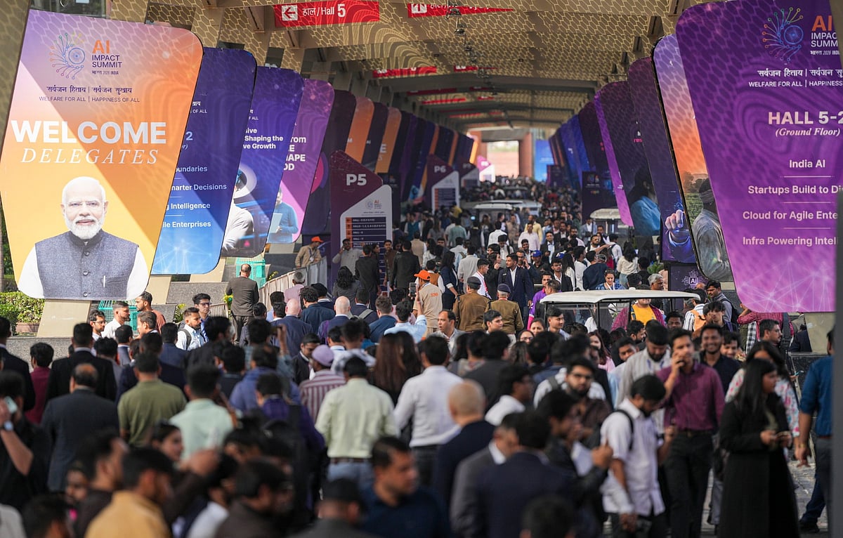 <div class="paragraphs"><p>Visitors during the India AI Impact Summit 2026 at Bharat Mandapam in New Delhi on 16 February.</p></div>