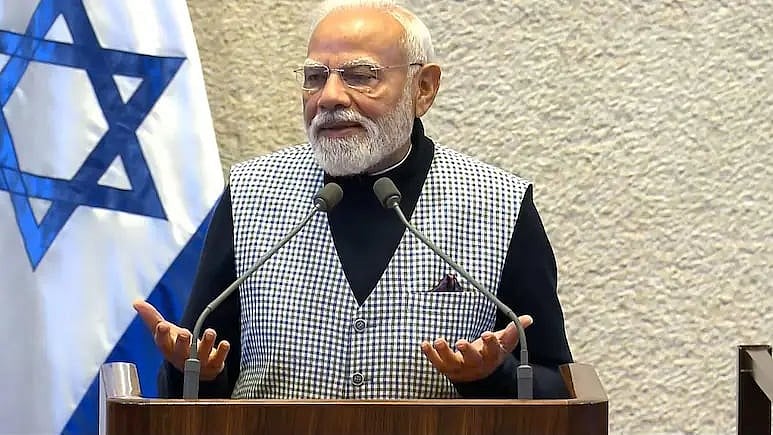 <div class="paragraphs"><p>PM Modi addresses the Knesset.&nbsp;</p></div>