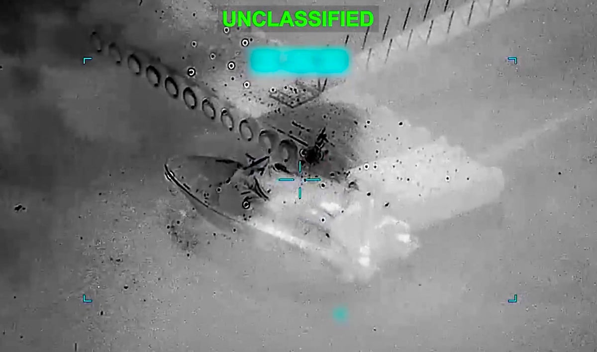 <div class="paragraphs"><p>In this screengrab from a video posted on March 11, 2026, explosions are seen as US forces strike an Iranian vessel near the Strait of Hormuz. US says it destroyed 16 mine-laying vessels as Iran threatens to block Gulf oil exports.</p></div>