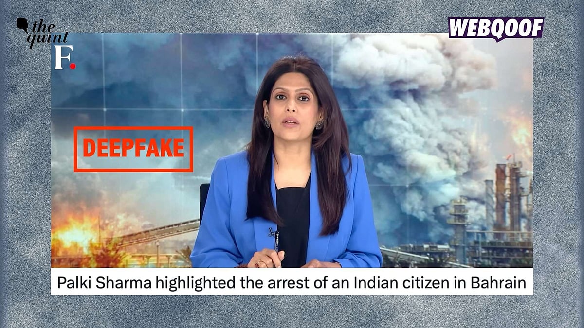 <div class="paragraphs"><p>A deepfake of Palki Sharma is being shared to claim that it shows an authentic video of her reporting on the consequences of an Indian national being arrested for espionage in Bahrain.</p></div>