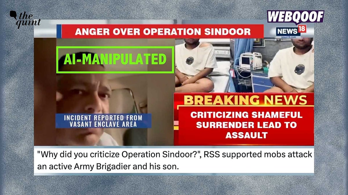 <div class="paragraphs"><p>An AI-manipulated video is being shared to falsely claim that a brigadier and his son were assaulted in Delhi after the former criticised Operation Sindoor.</p></div>