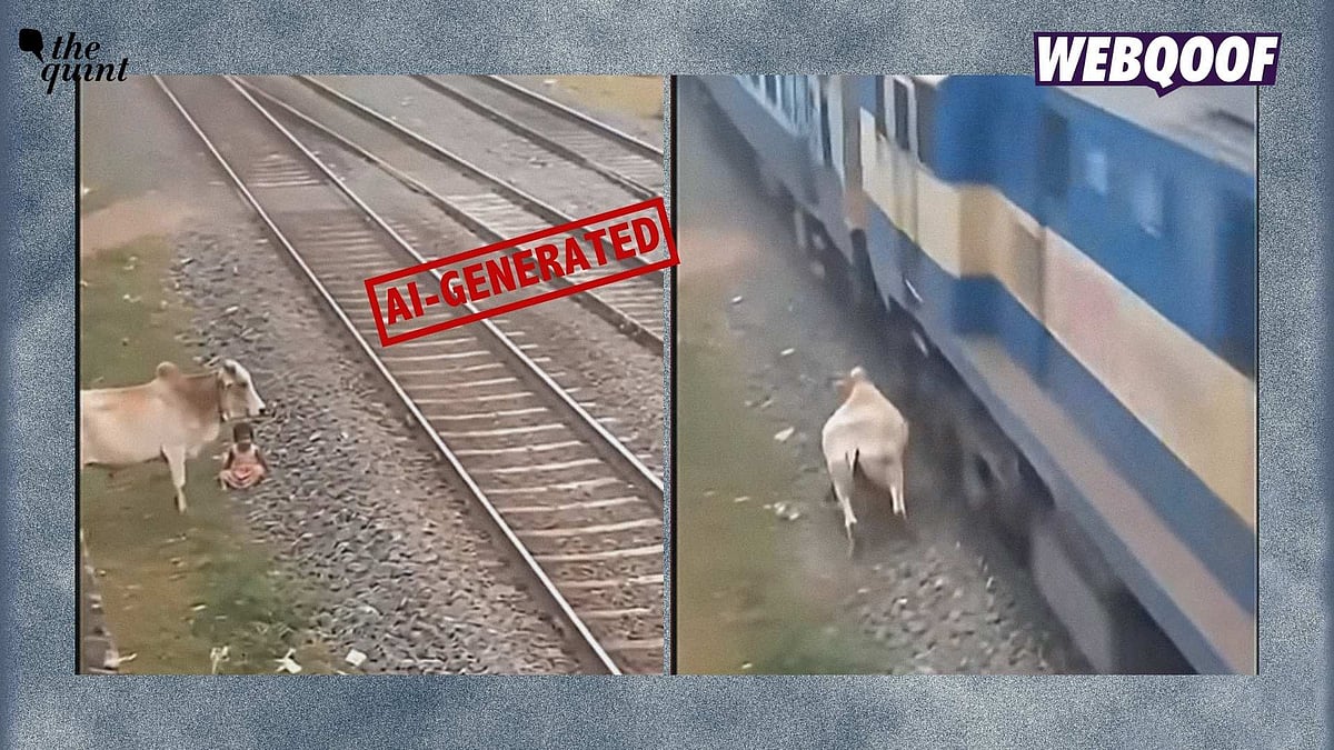 <div class="paragraphs"><p>The video is being shared on social media with the false claim that it shows a cow saving a child from being hit by a moving train.</p></div>