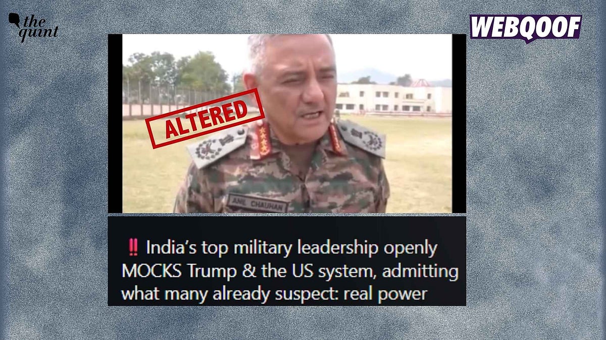 <div class="paragraphs"><p>A video is being shared on social media with the false claim that it shows General Anil Chauhan mocking President Trump and the US system.&nbsp;</p><p><br></p></div>