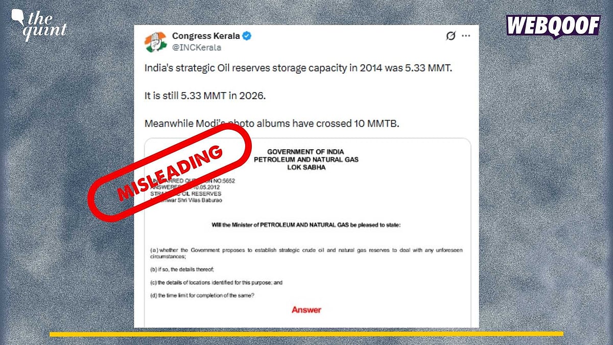 India’s Strategic Oil Reserves Same as 2014? INC Kerala's Claim Lacks Context
