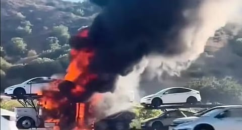 truck catches fire 