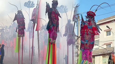 Lusha'er's high stilt performers