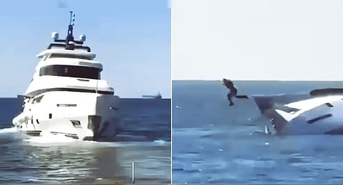 Luxury yacht sinks